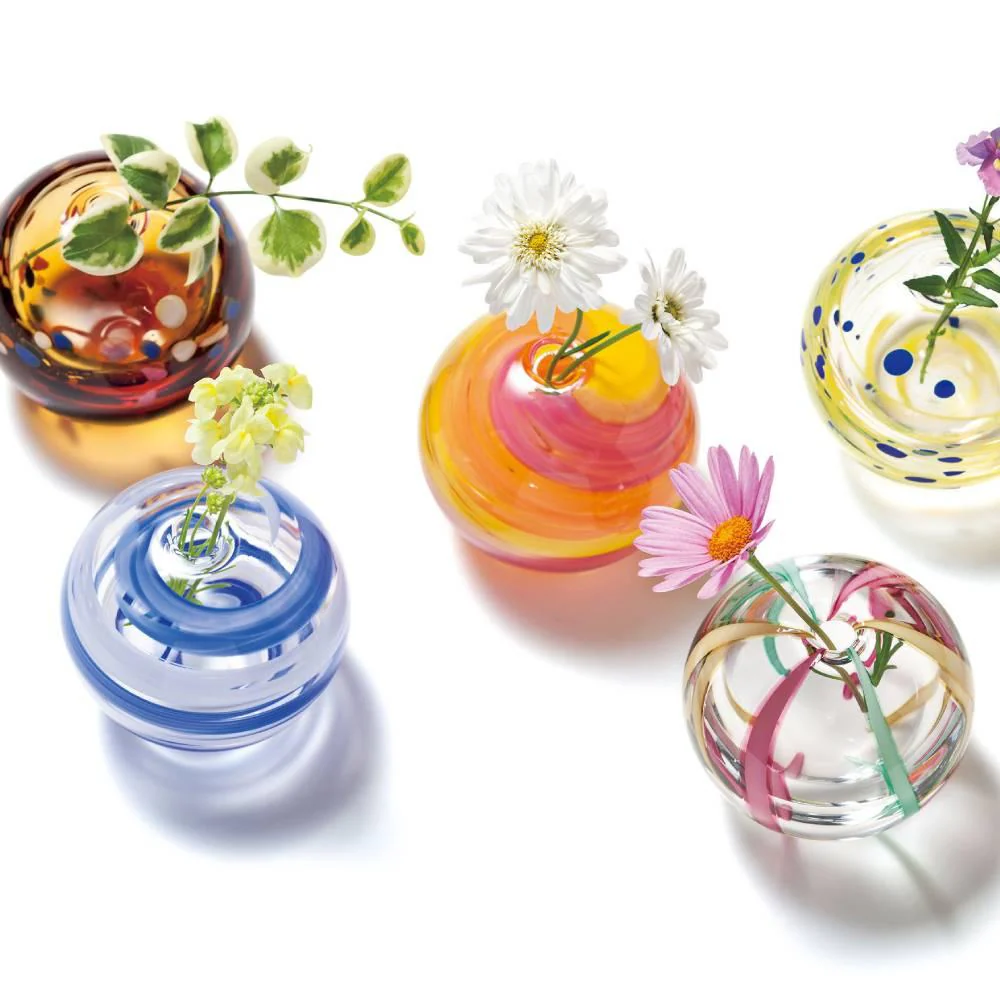 Aderia Colorful Glass Temari Ball Small Flower Vase 65mm - Image 5