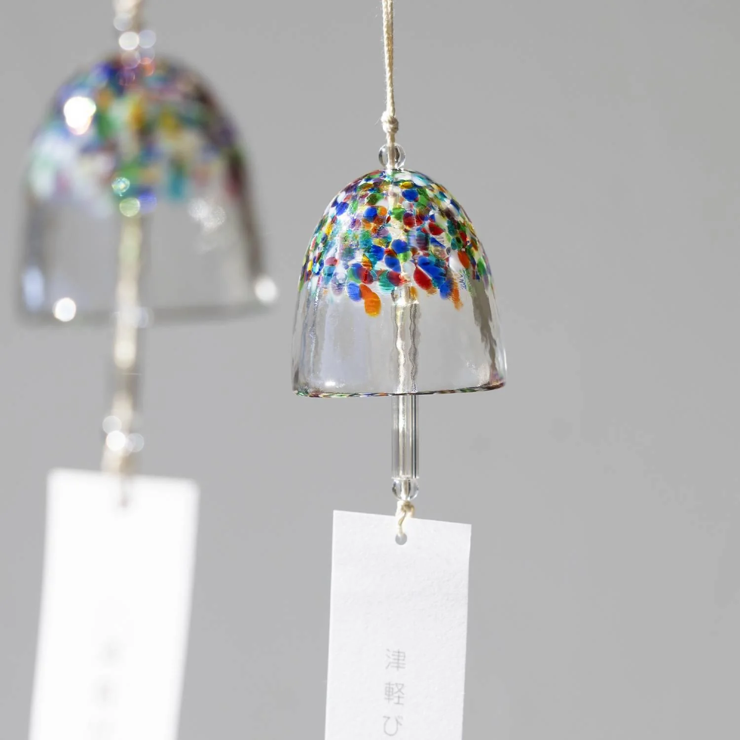 Aderia Handmade Glass Furin Wind Chime Vibrant Colorful Pattern - Image 3