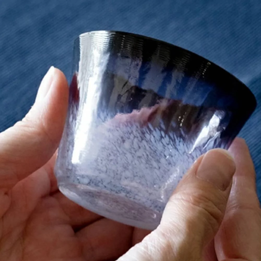 Aderia Handmade Sake Cup Shot Glass Vivid Purple Pattern 75ml - Image 2