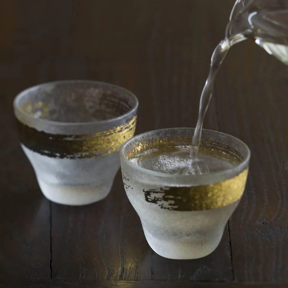 Aderia Premium Gold Pattern Frosted Sake Cup Shot Glass 90ml - Image 3