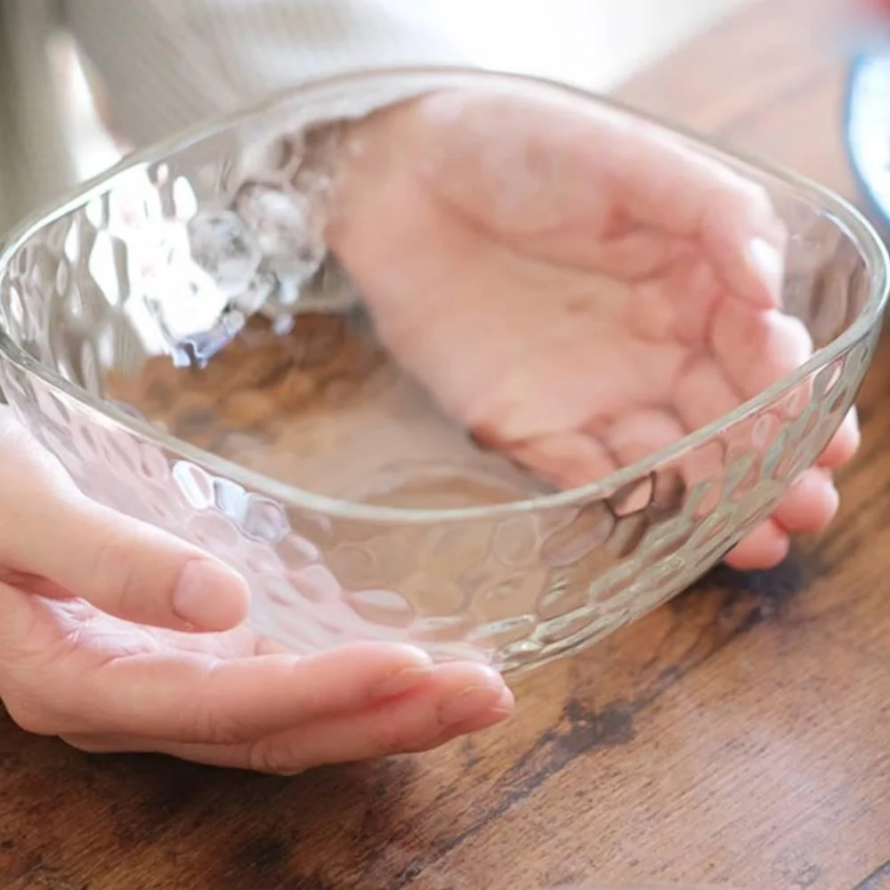 Aderia Square Bowl Large Dimpled Glass Serving Dish 165mm - Image 2