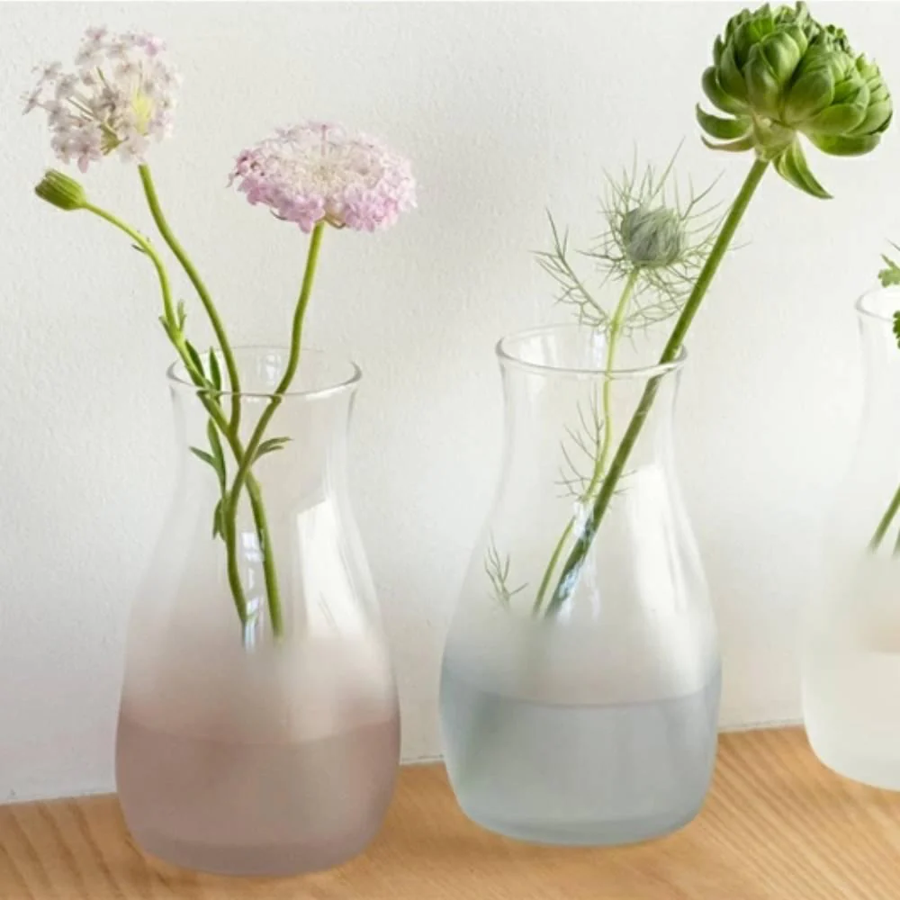 Aderia Tebineri Small Glass Flower Vase Frosted Blue Finish 129mm - Image 3