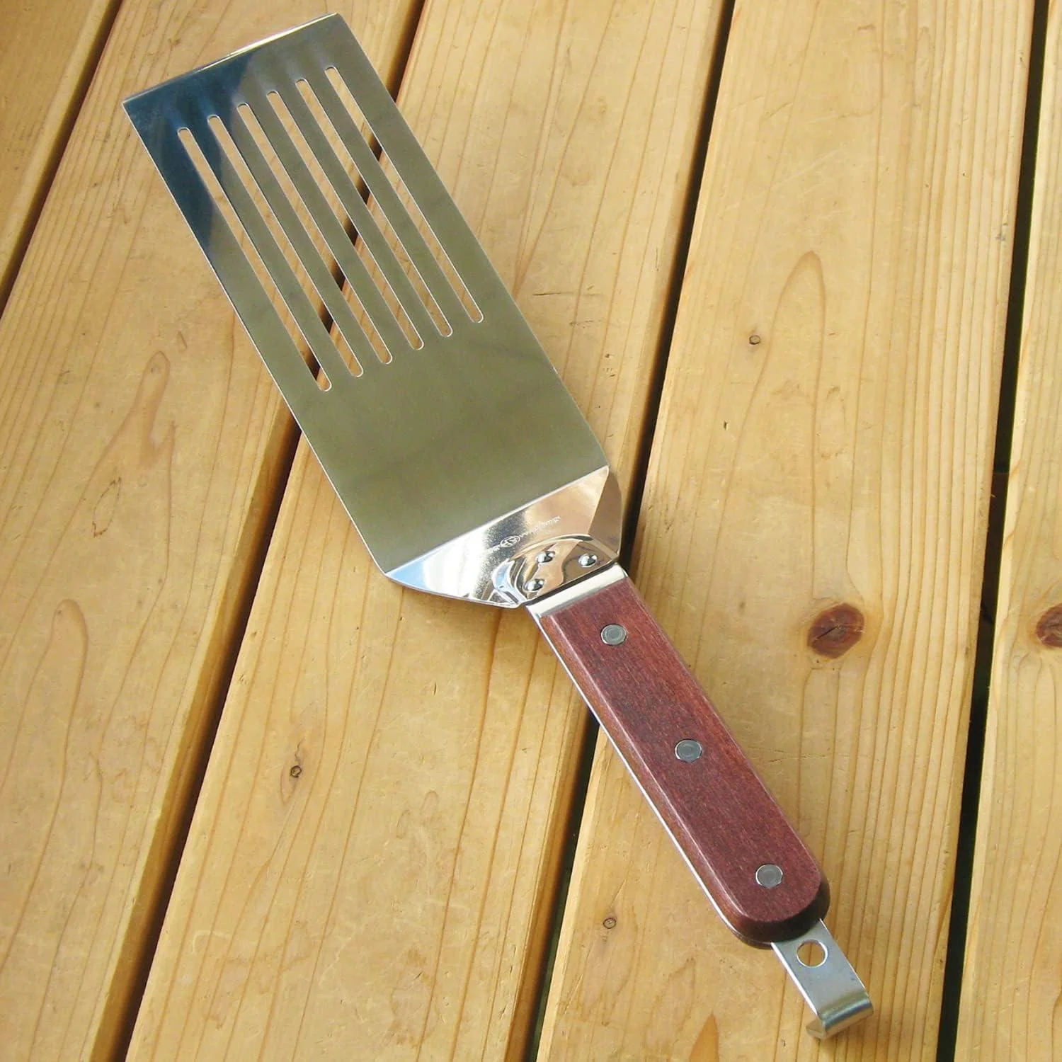 All-Purpose Turner Wooden Handle Burger Flipper With Hook 370mm - Image 2