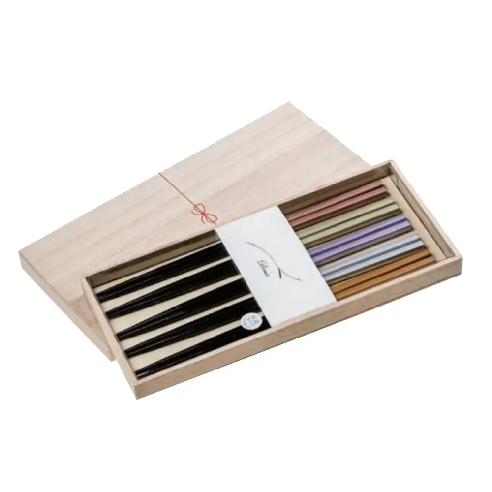Antibacterial Chopsticks Elegant Champagne Colors Gift Box 23cm (5 Pairs) - Image 3