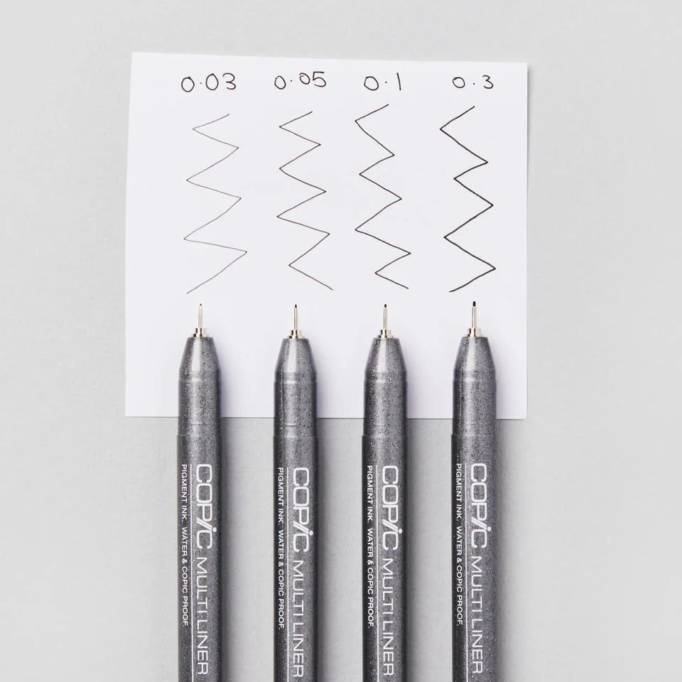 Copic Multiliner Marker Set Black Drawing Fineliner 4 Pens - Image 3