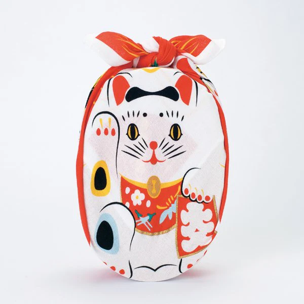 Fukukochae Furoshiki Maneki Neko Small Cotton Wrapping Cloth 48cm - Image 3