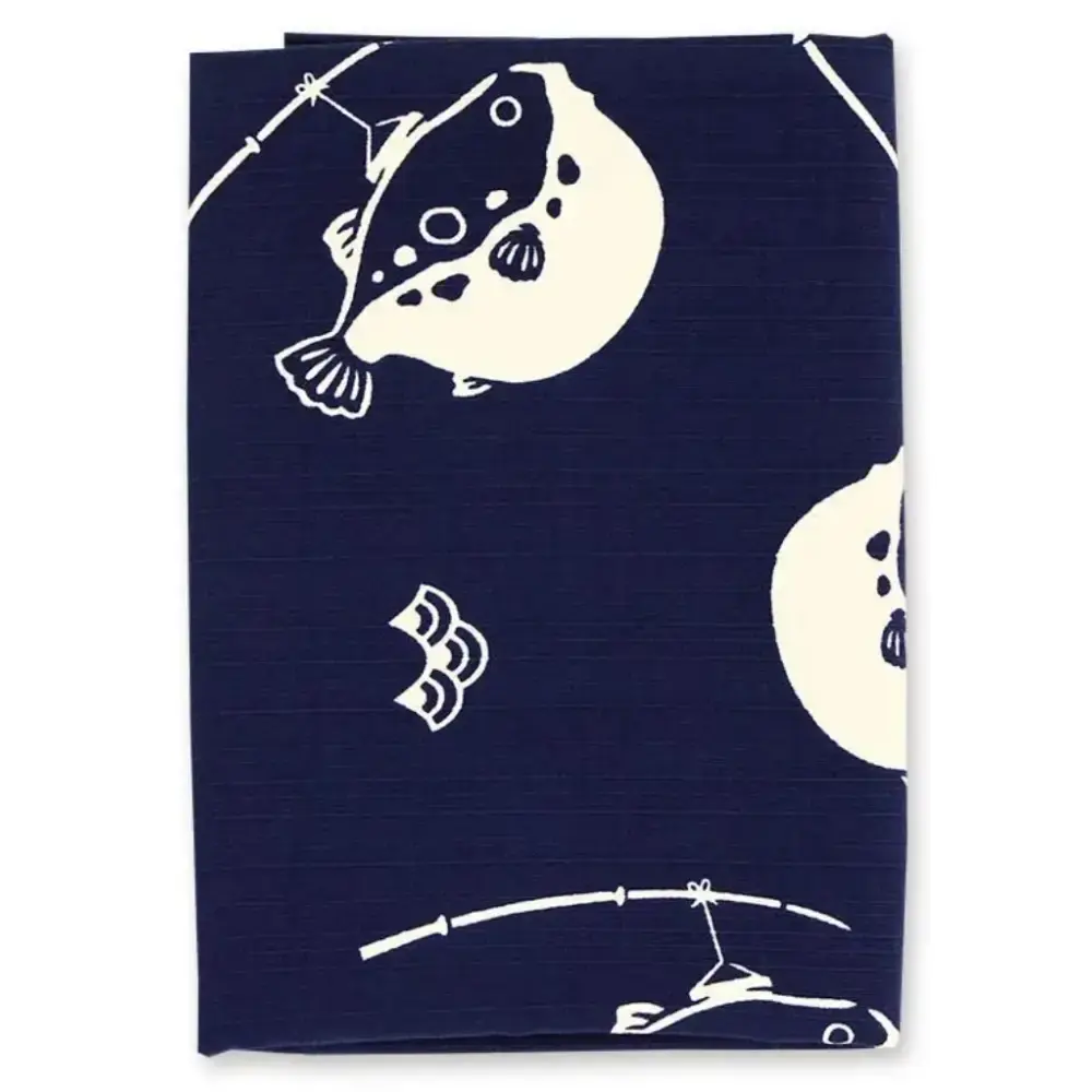 Furoshiki Fugu Puffer Fish Large Blue Cotton Wrapping Cloth 90cm - Image 3