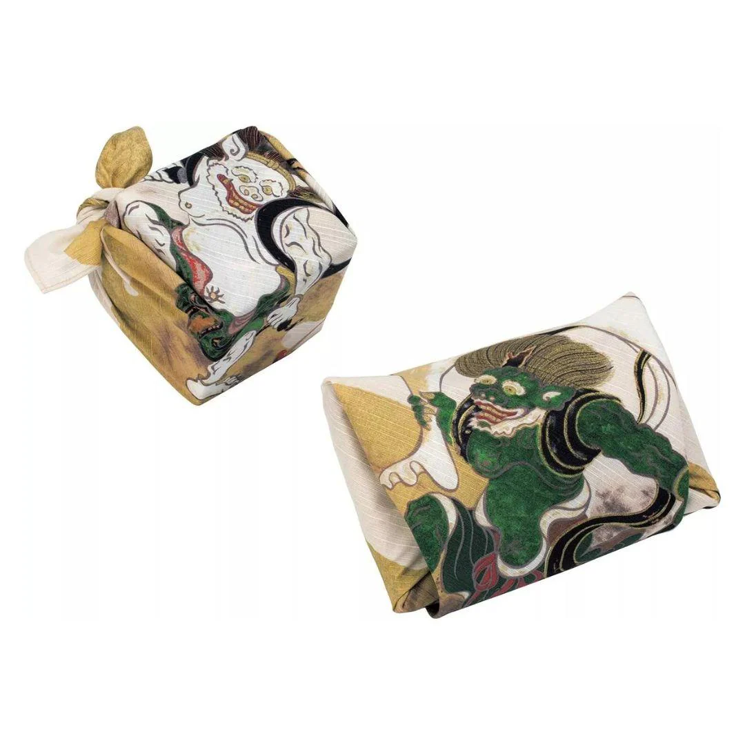 Furoshiki Fujin Raijin Wind & Thunder God Cotton Wrapping Cloth 48x48cm - Image 2