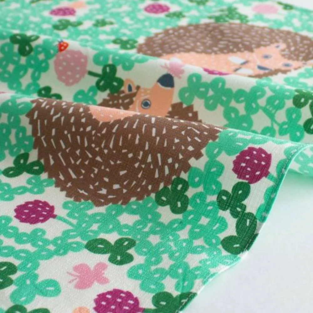 Furoshiki Hedgehog Design Green Cotton Wrapping Cloth Book Cover 50cm - Image 4