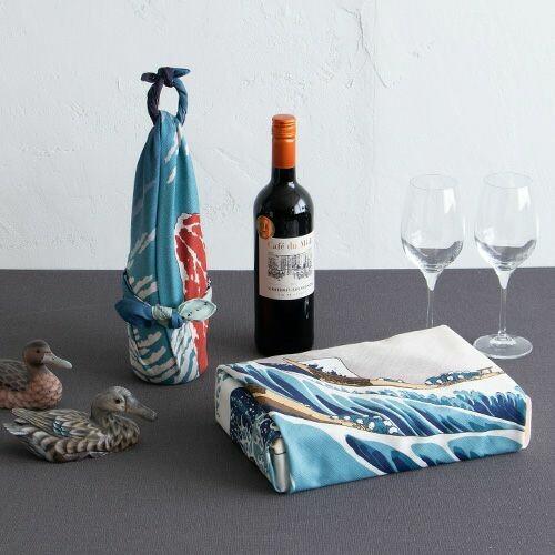 Furoshiki Red Fuji Ukiyo-e Art Organic Cotton Wrapping Cloth 70x70cm - Image 2
