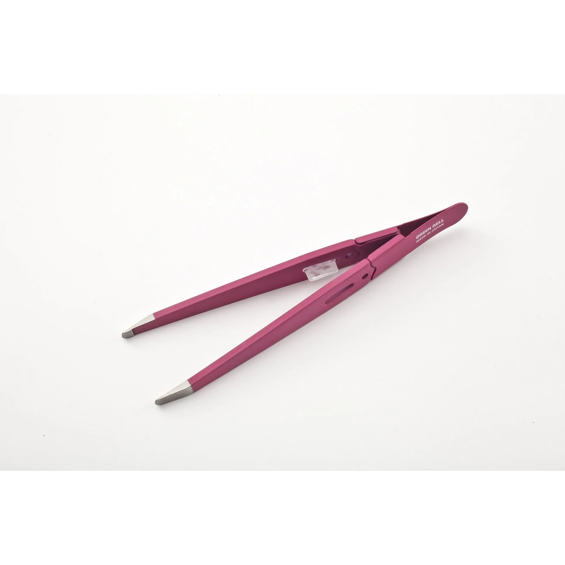 Green Bell Japanese Rounded Tip Tweezers Pink 95mm - Image 2