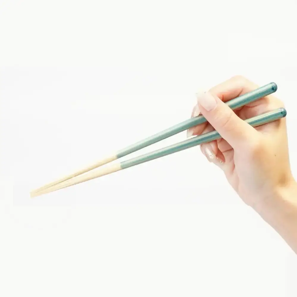 Handcrafted Wooden Chopsticks Non-Slip Dishwasher Safe Foggy Blue 21cm - Image 2
