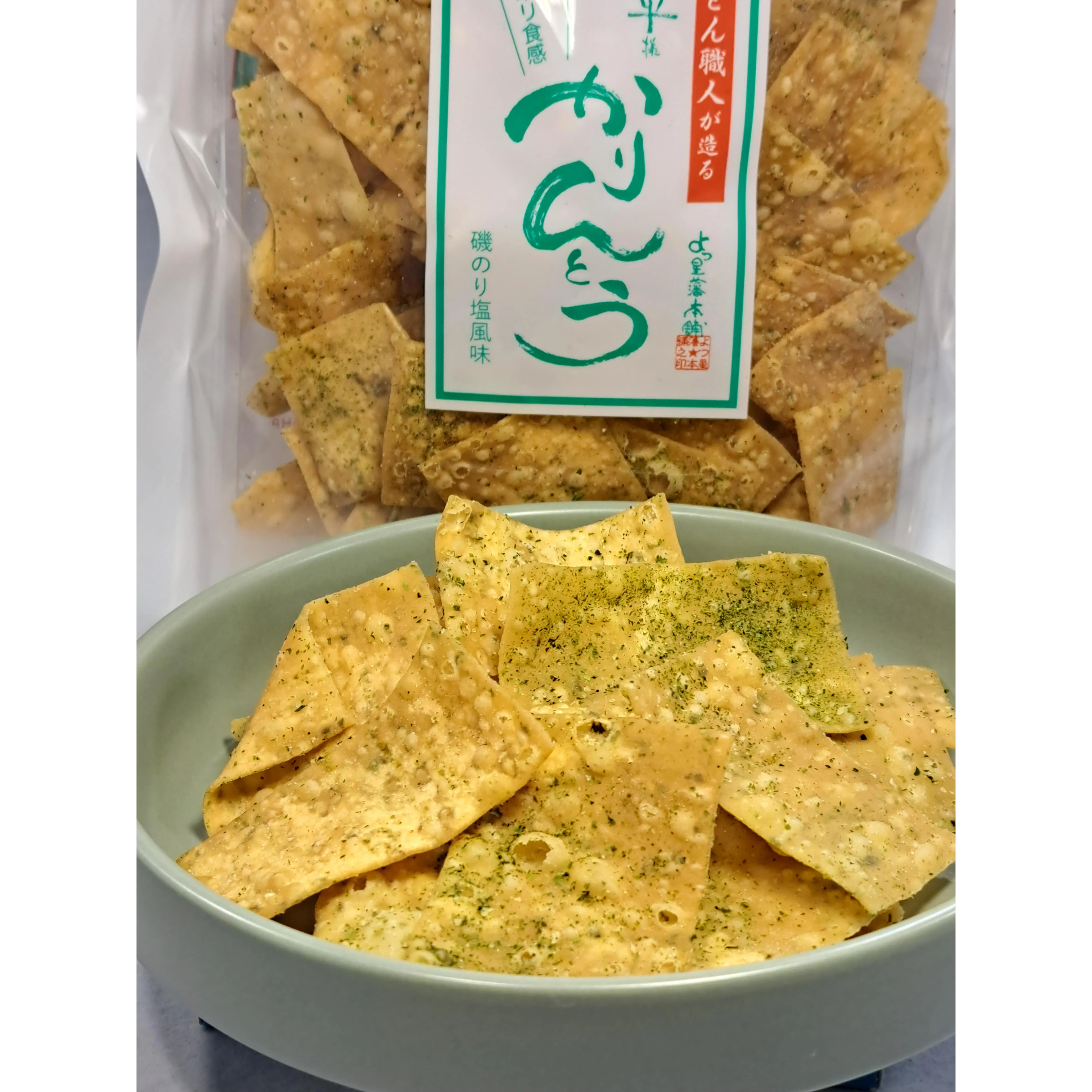 Handmade Karinto Thin & Crispy Crackers Salty Nori Seaweed Flavor 90g - Image 2