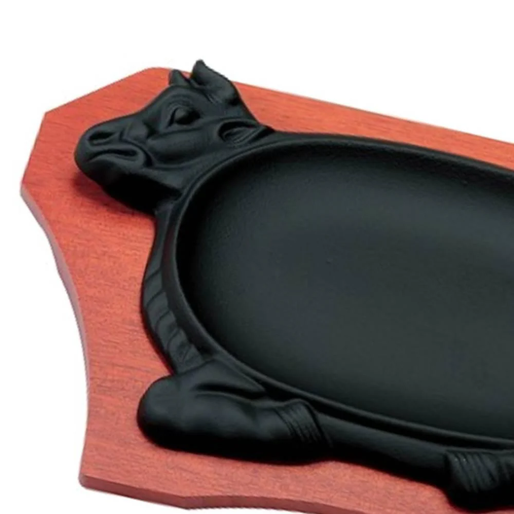 Cast Iron Steak Plate Cow-Shaped Sizzling Plate 21cm - Image 4