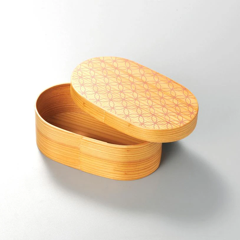 Isuke Wood Bento Box Japanese Lunchbox Shippo Pattern - Image 3