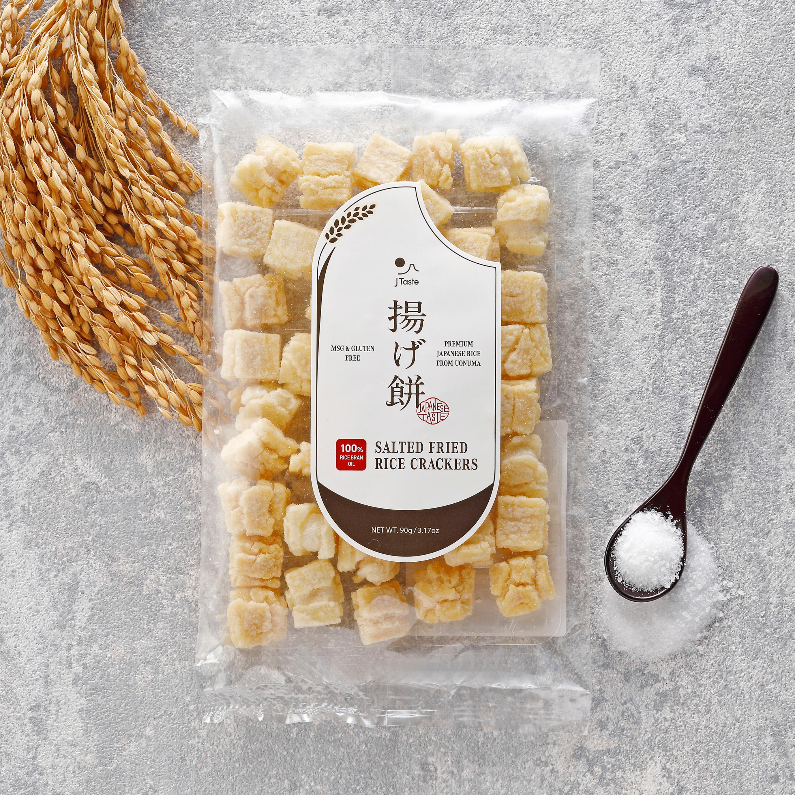 J Taste Agemochi Salted Gluten-Free Japanese Rice Crackers 90g - Image 3