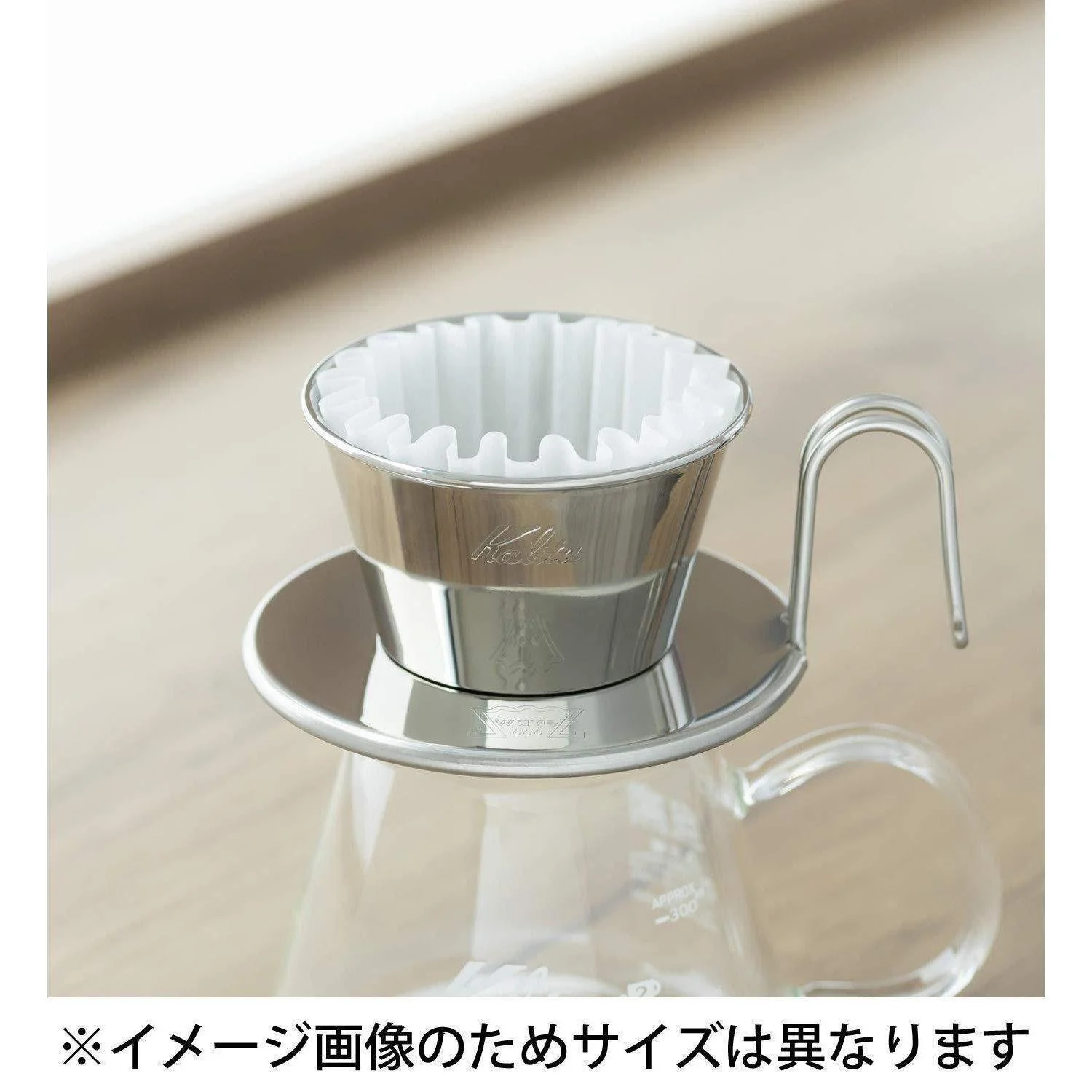 Kalita Stainless Wave Coffee Dripper + Glass Server + Paper Filters Set - Image 2