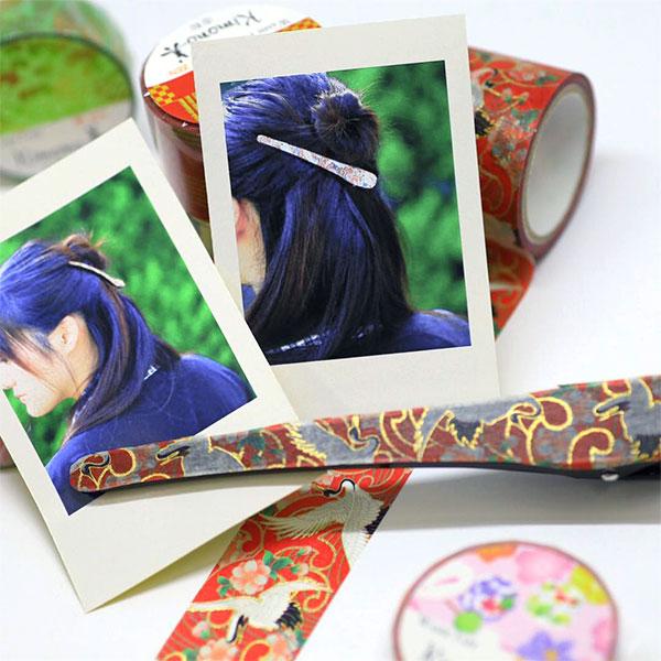 Kamiiso Kimono Washi Tape Flower Crane Pattern Masking Tape - Image 2