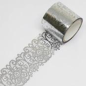 Kamiiso Monde Washi Tape Silver Foil Lace Floral Pattern Clear Tape 35mm - Image 4