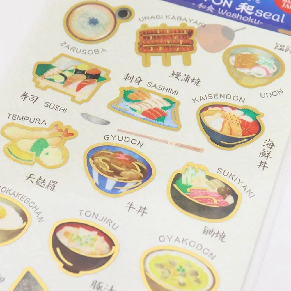 Kamiiso Nippon Seal Stickers Washoku Japanese Food Pattern 1 Sheet - Image 4