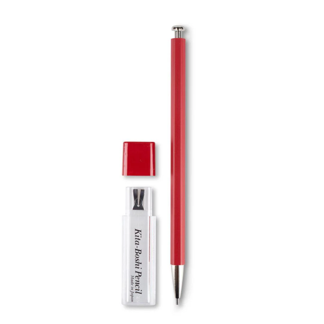 Kitaboshi Adult Pencil Mechanical Pencil With Sharpener Red - Image 2