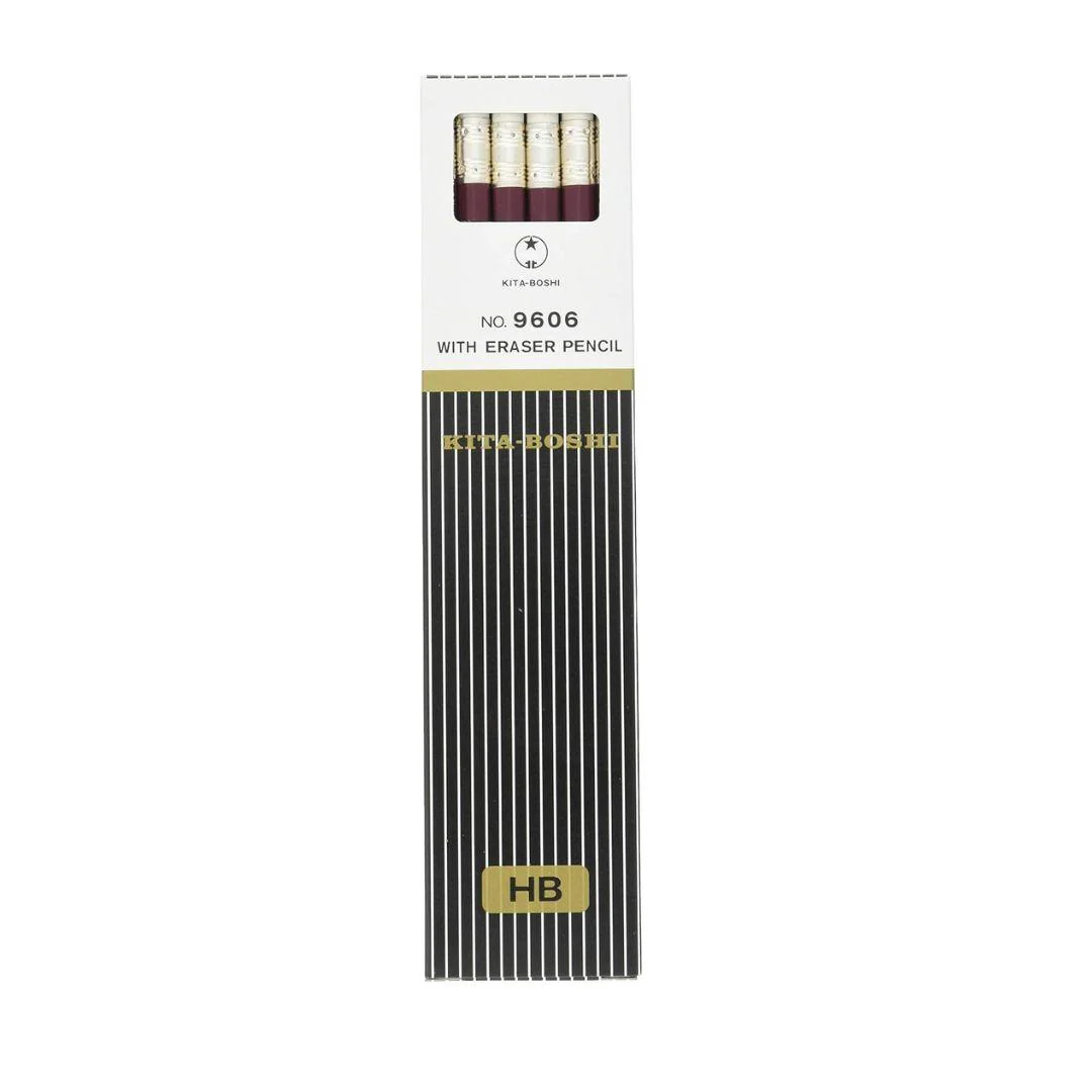 Kitaboshi Pencil HB 9606 For General Use With Eraser 12 Pieces