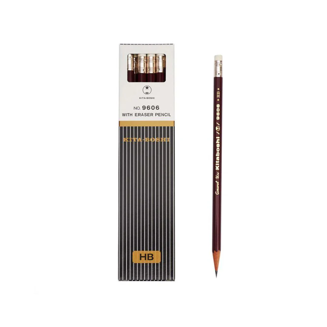 Kitaboshi Pencil HB 9606 For General Use With Eraser 12 Pieces - Image 2