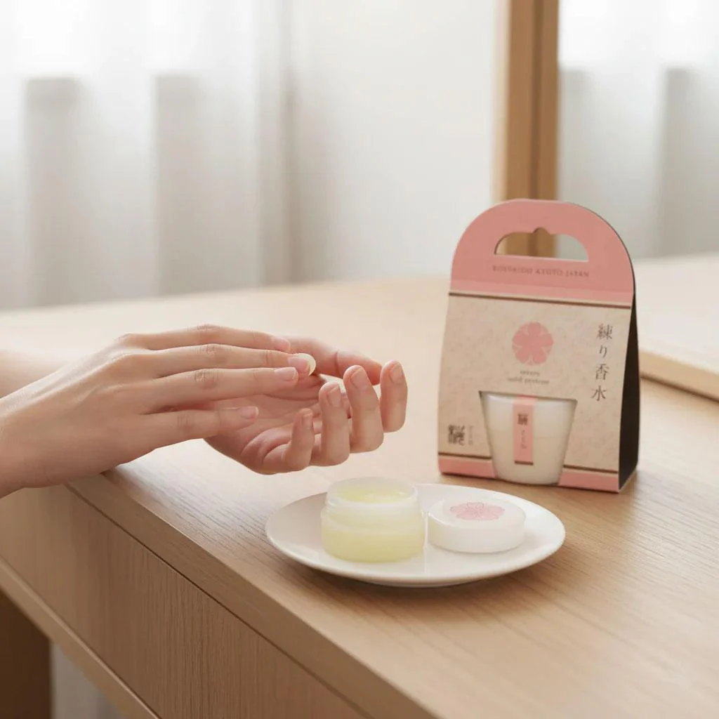Kousaido Solid Perfume Balm Cherry Blossom Sakura Scent 8g - Image 2