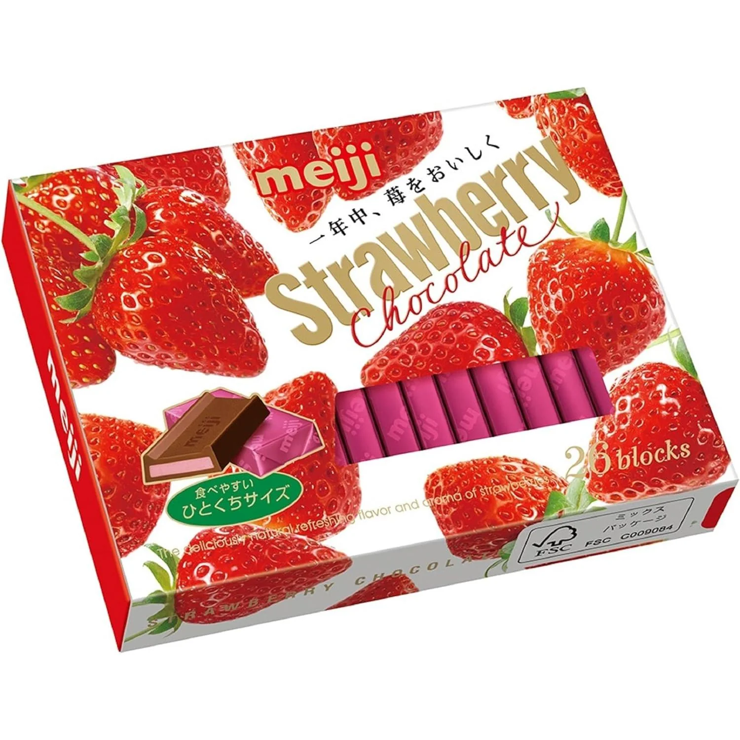 Meiji Strawberry Filled Bite Sized Chocolates 26 Pieces (Pack of 5) - Image 6