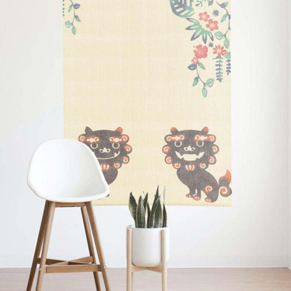Narumi Noren Lace Shisa Okinawa Lion Dog Japanese Doorway Curtain - Image 2