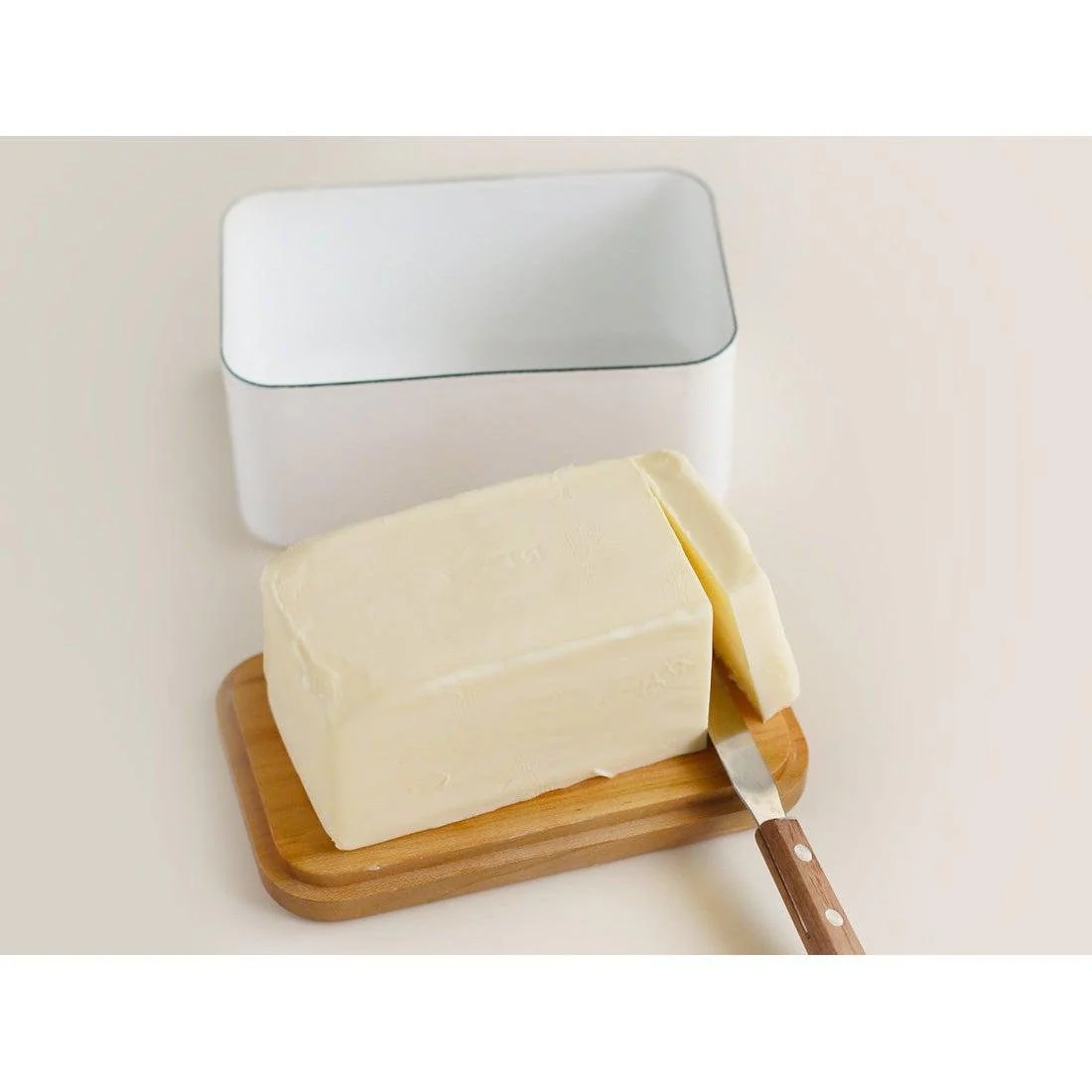 Noda Horo Enamel Butter Dish with Wooden Lid 450g - Image 4