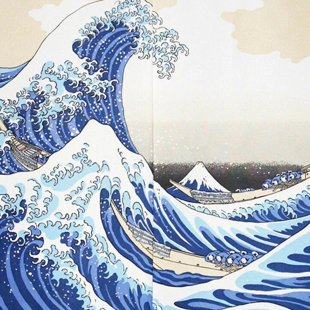 Noren Great Wave off Kanagawa Print Hokusai Art Japanese Curtain - Image 3