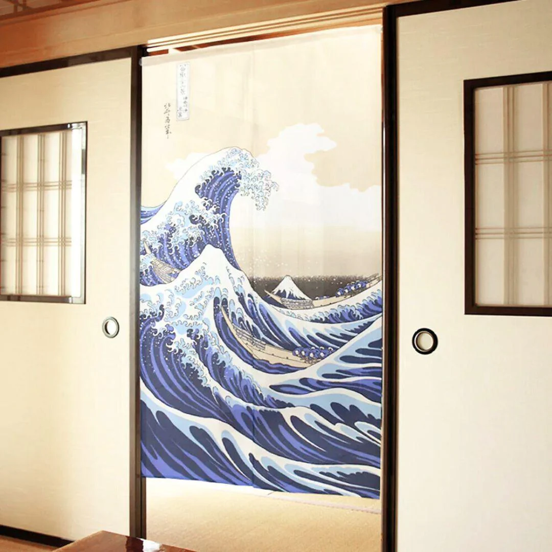 Noren Great Wave off Kanagawa Print Hokusai Art Japanese Curtain - Image 6