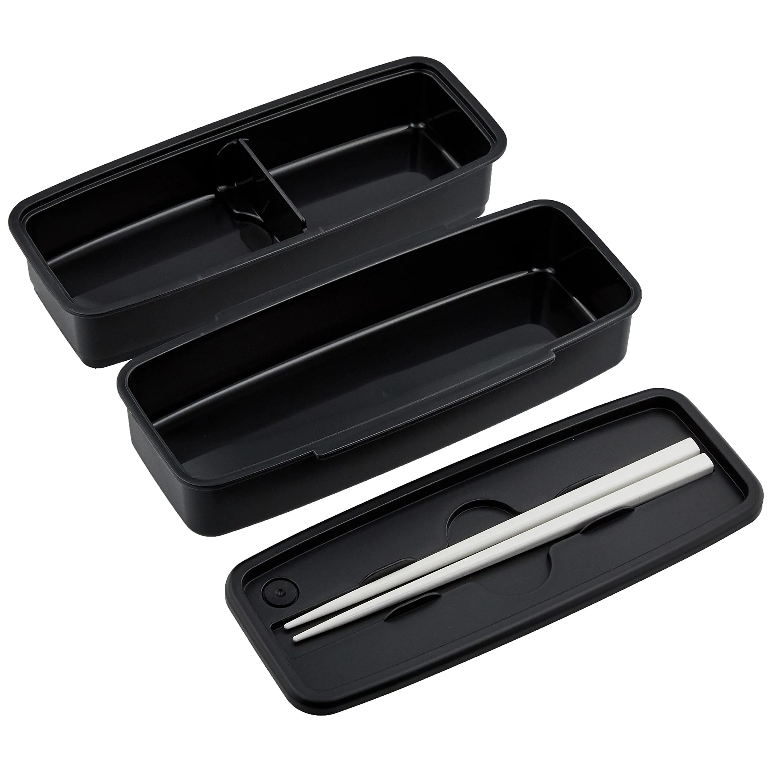 OSK Antibacterial 2-Tier Slim Bento Lunch Box With Chopsticks 860ml - Image 2