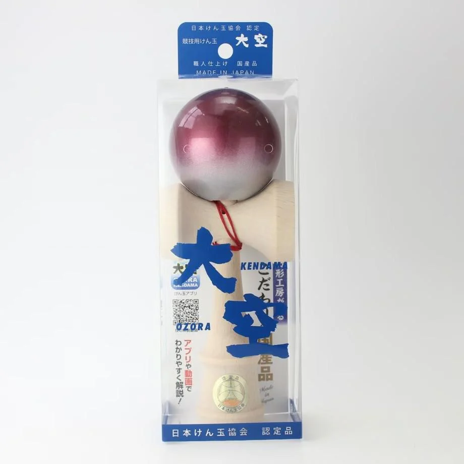 Ozora Kendama Handmade JKA Certified Cup-And-Ball Toy Red Silver - Image 4