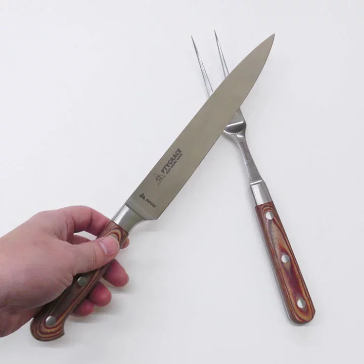 Ptygrace Handmade Meat Carving Knife and Fork Boxed Set - Image 3