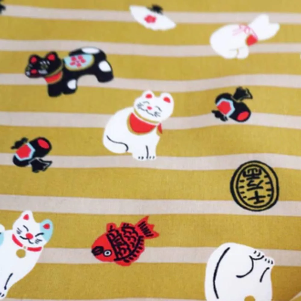 Seiran Furoshiki Lucky Cat Pattern Cotton Wrapping Cloth - Image 2