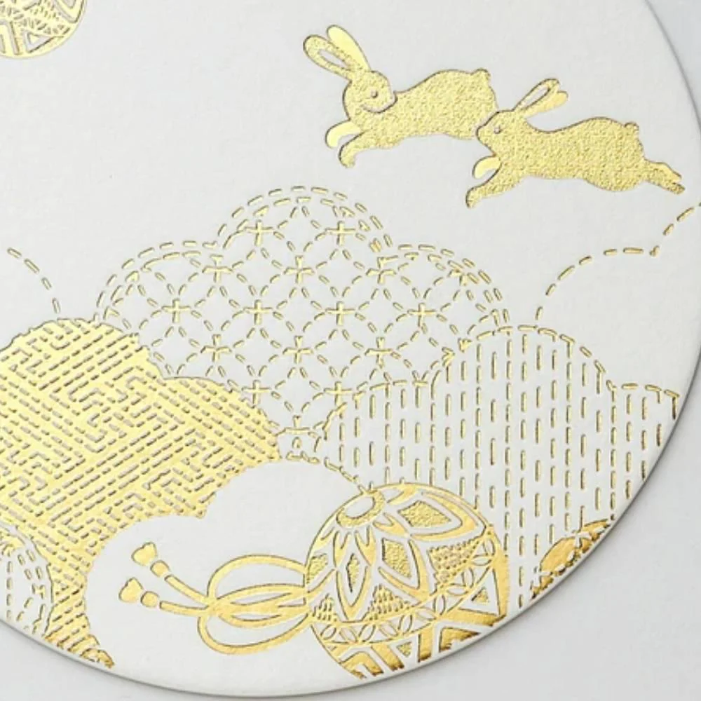Thick Paper Coasters Elegant Gold Foil Rabbit Design 3 ct. - Image 3