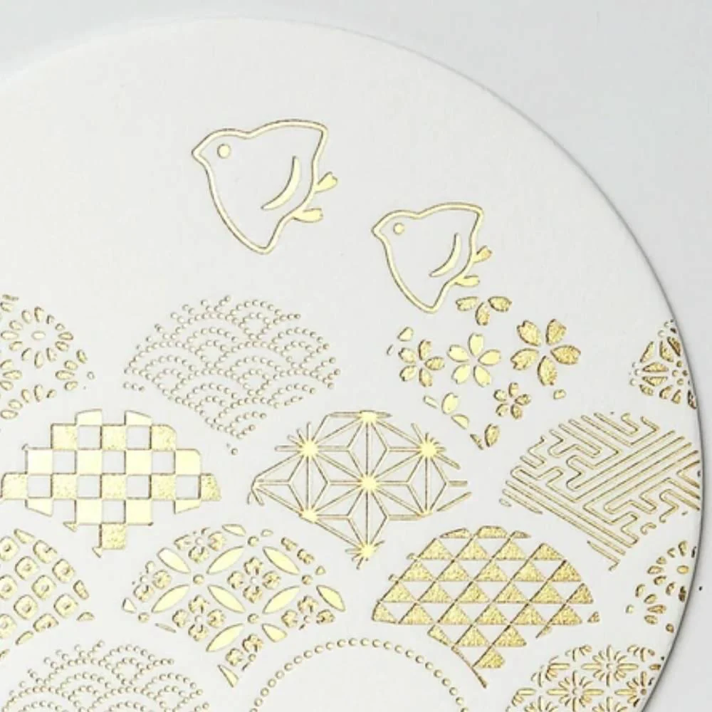 Thick Paper Coasters Elegant Gold Foil Seigaha Wave Pattern 3 ct. - Image 3