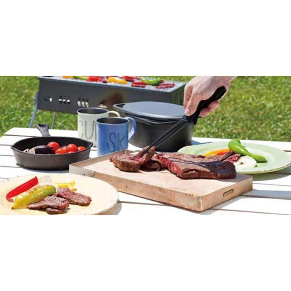 Todai Matte Black Stainless Steel Yakiniku BBQ Clever Tongs 240mm - Image 2