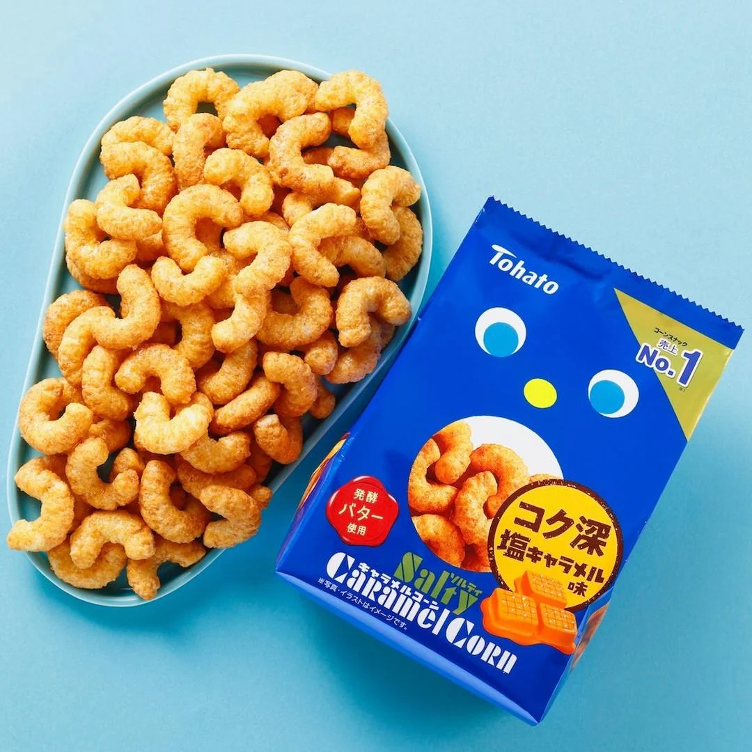 Tohato Salty Caramel Corn Salted Butter Caramel Corn Puffs 67g (Box of 12 Bags) - Image 2