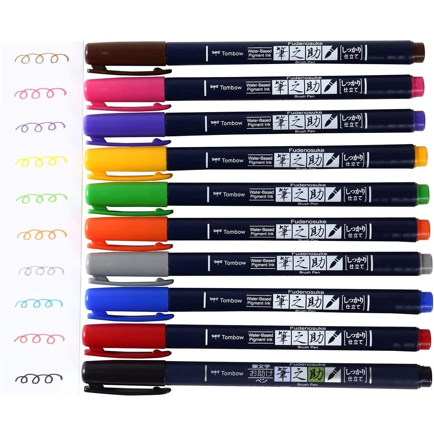 Tombow Fudenosuke Brush Pen 10 Colors WS-BH10C - Image 2