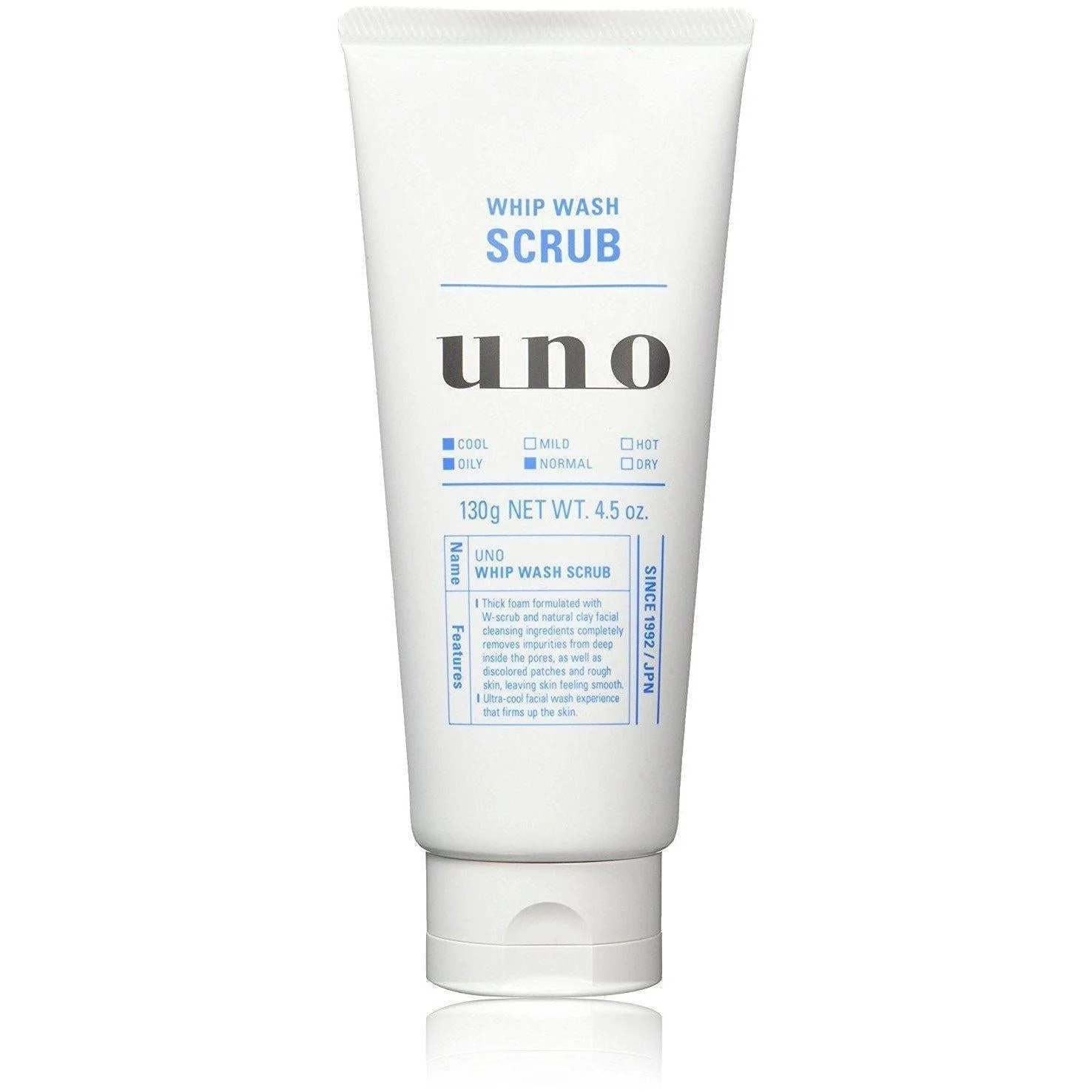 Uno Whip Wash Scrub Cooling Firming Men Facial Wash 130g