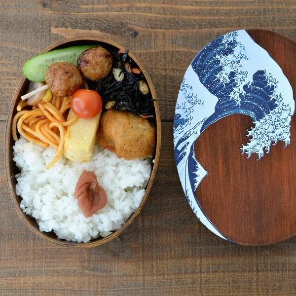 Wakacho Wooden Bento Box Great Wave Design Japanese Lunch Box 700ml - Image 2