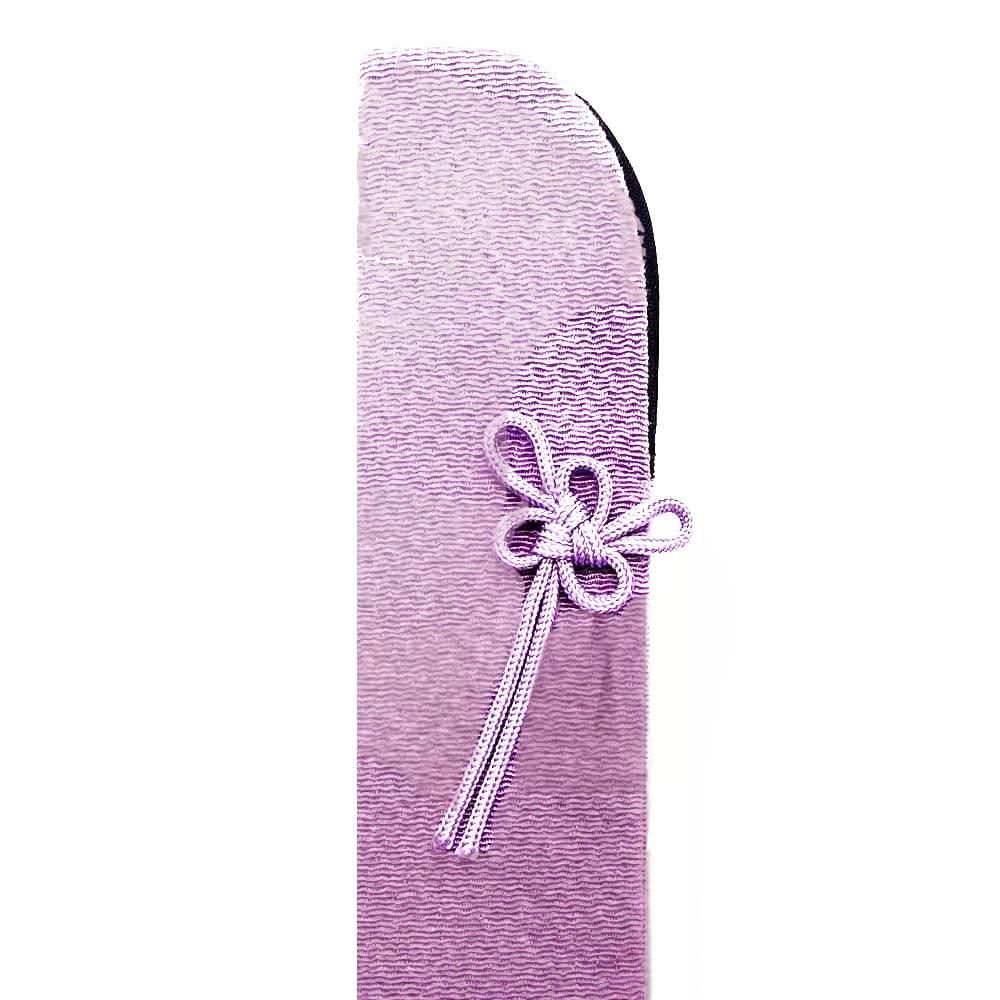 Yamani Purple Gradient Rayon Sensu Folding Fan Bag With Bow 22cm - Image 2