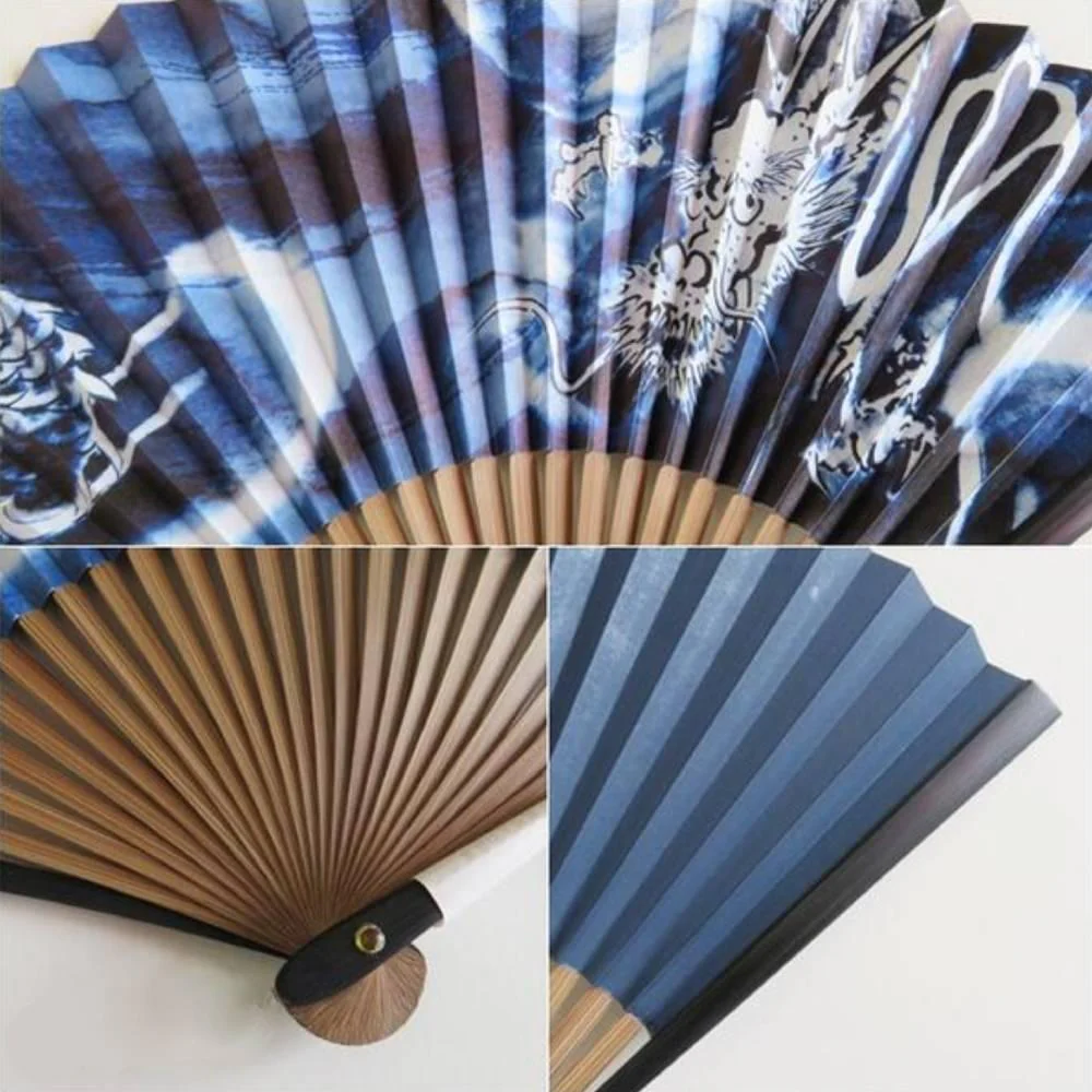 Yamani Traditional Dragon Navy Sensu Handheld Folding Fan 22.5cm - Image 2