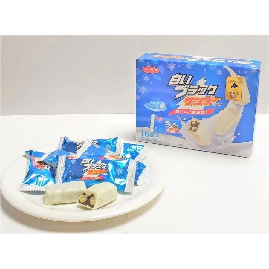 Yuraku White Black Thunder Chocolate Bar Snack 16 Bars - Image 3