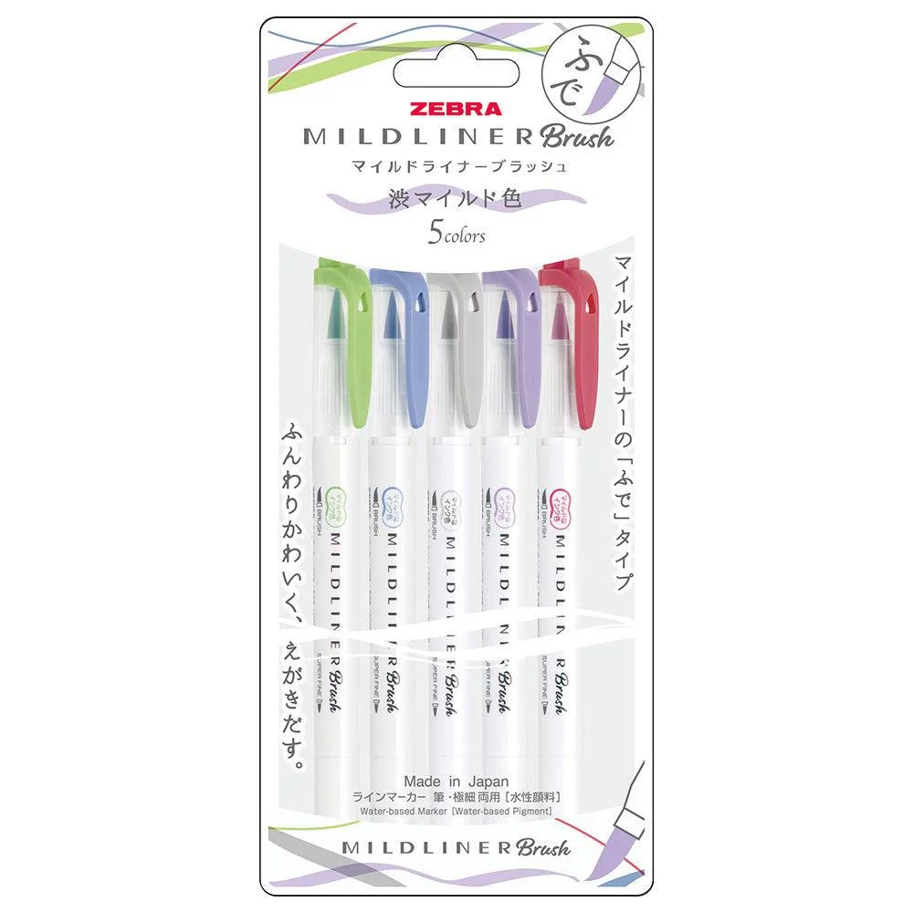 Zebra Mildliner Highlighter Markers Elegant Colors WFT8-5C-NC-N
